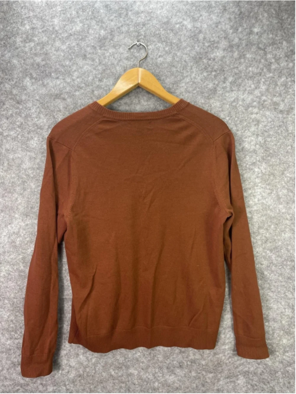 Banana Republic Sweater Mens Large Brown Extra Fine Merino V Neck Knit Pullover